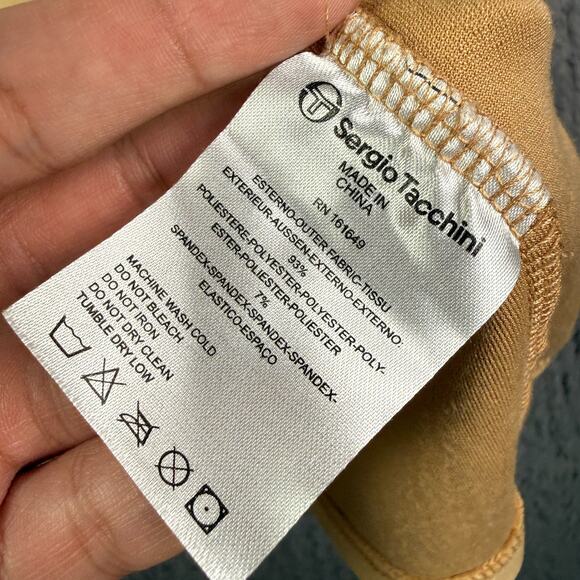 Sergio Tacchini Shirt Mens 4XL Meerkat Tan Debossed Velour Tee Logo Pullover - Picture 5 of 9